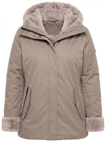 Ulla Popken 850509 Mākslīgās kažokādas jaka Taupe - Jakas - Jakas sievietēm lielos izmēros