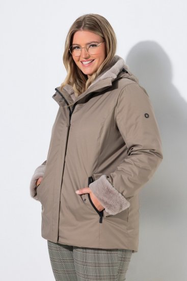 Ulla Popken 850509 Mākslīgās kažokādas jaka Taupe - Jakas - Jakas sievietēm lielos izmēros