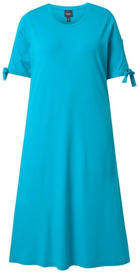 Ulla Popken 850724 Midi kleita ar īsām piedurknēm un sasienamu jostu Tirkīza - Midi kleitas - Midi kleitas lielajos izmēros