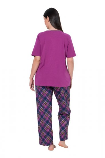 Ulla Popken 850864 3 daļu pidžamas komplekts ar rūtām Violets - Pidžamas/Loungewear - 