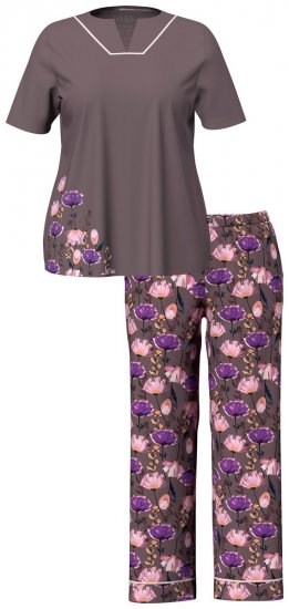 Ulla Popken 850903 Pidžama ar ziediem 2 gab. Brūns - Pidžamas/Loungewear - 