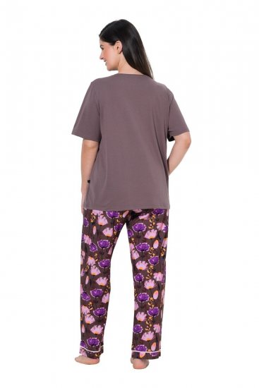 Ulla Popken 850903 Pidžama ar ziediem 2 gab. Brūns - Pidžamas/Loungewear - 