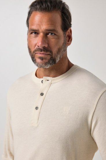 JP1880 851075 Henley krekls ar garām piedurknēm Smilšu pelēks TALL - TALL T-krekli - T-krekli gariem vīriešiem