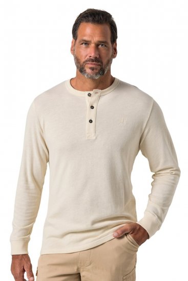 JP1880 851075 Henley krekls ar garām piedurknēm Smilšu pelēks TALL - TALL T-krekli - T-krekli gariem vīriešiem