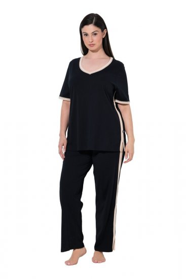 Ulla Popken 851245 Pidžama ar svītrām Melns - Pidžamas/Loungewear - 