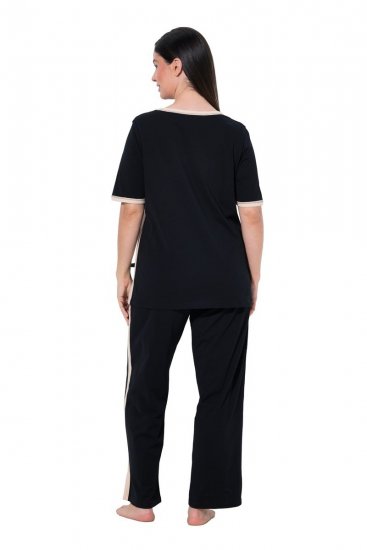 Ulla Popken 851245 Pidžama ar svītrām Melns - Pidžamas/Loungewear - 