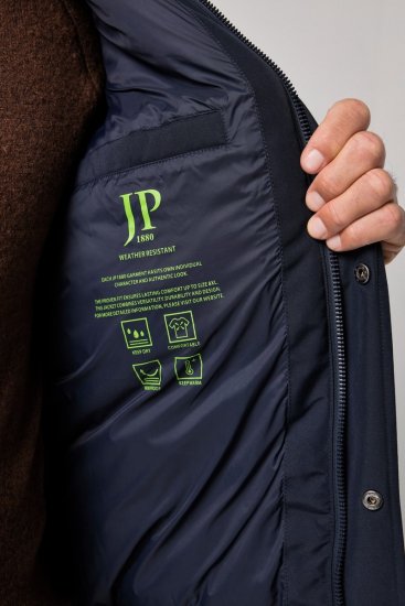 JP1880 851320 Jaka ar kapuci un siltu oderi Tumši zils - Jakas & Lietus apģērbs - Jakas - 2XL-12XL