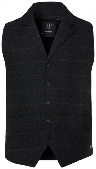 JP1880 851395 Rūtaina elastīga tvīda veste Melns - Uzvalki un žaketes - Liela izmēra uzvalki un bleizeri