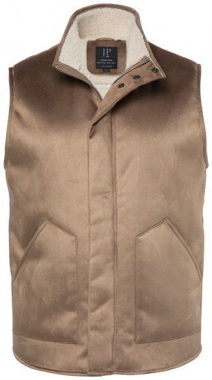 JP1880 851516 Veste zamšādas imitācijā ar teddy oderi Bēšs - Jakas & Lietus apģērbs - Jakas - 2XL-12XL