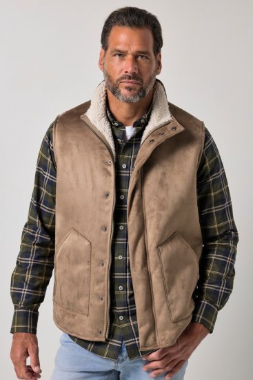 JP1880 851516 Veste zamšādas imitācijā ar teddy oderi Bēšs - Jakas & Lietus apģērbs - Jakas - 2XL-12XL