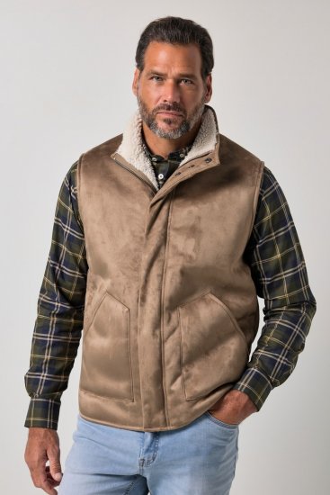 JP1880 851516 Veste zamšādas imitācijā ar teddy oderi Bēšs - Jakas & Lietus apģērbs - Jakas - 2XL-12XL