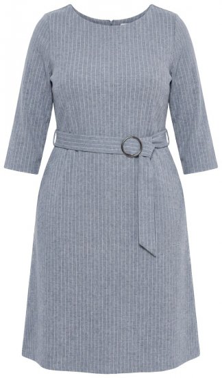 Ulla Popken 851666 Svītraina midi kleita ar 3/4 piedurknēm Pelēks melanžs - Midi kleitas - Midi kleitas lielajos izmēros