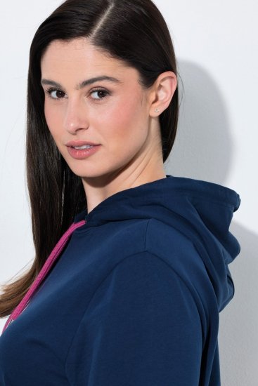 Ulla Popken 851749 Mājas kleita ar rūtām un kapuci Tumši zils - Pidžamas/Loungewear - 