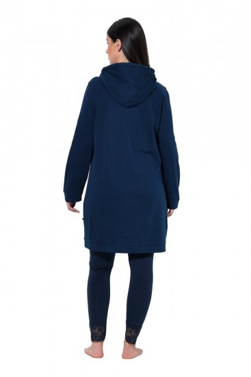 Ulla Popken 851749 Mājas kleita ar rūtām un kapuci Tumši zils - Pidžamas/Loungewear - 