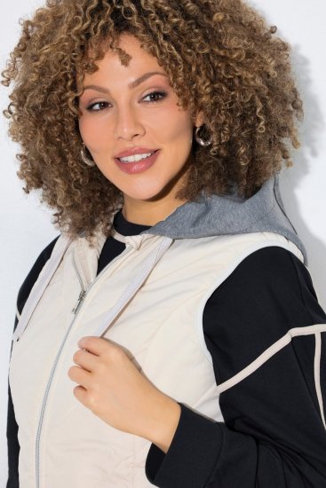 Ulla Popken 851781 Stepēta veste ar kapuci Pienbalts - Vestes - 