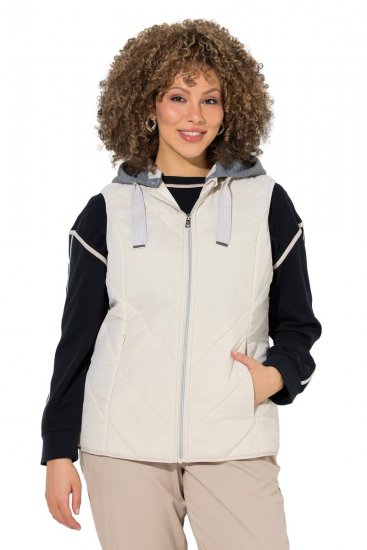 Ulla Popken 851781 Stepēta veste ar kapuci Pienbalts - Vestes - 