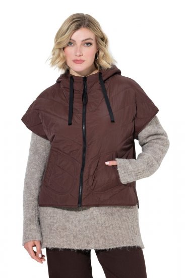 Ulla Popken 851785 Oversize stepēta veste ar kapuci Brūns - Vestes - 