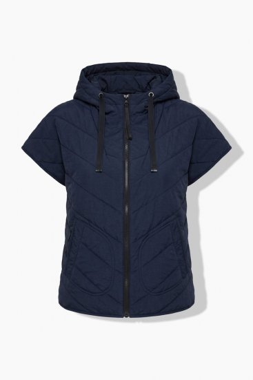 Ulla Popken 851785 Oversize stepēta veste ar kapuci Tumši zils - Vestes - 