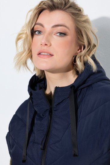 Ulla Popken 851785 Oversize stepēta veste ar kapuci Tumši zils - Vestes - 