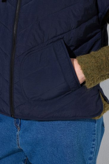 Ulla Popken 851785 Oversize stepēta veste ar kapuci Tumši zils - Vestes - 