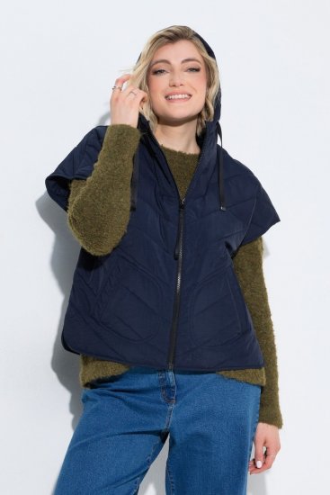 Ulla Popken 851785 Oversize stepēta veste ar kapuci Tumši zils - Vestes - 