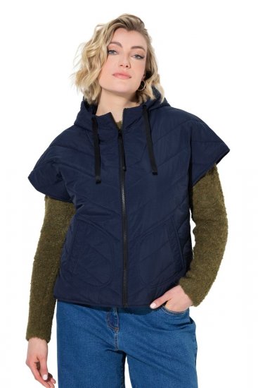 Ulla Popken 851785 Oversize stepēta veste ar kapuci Tumši zils - Vestes - 