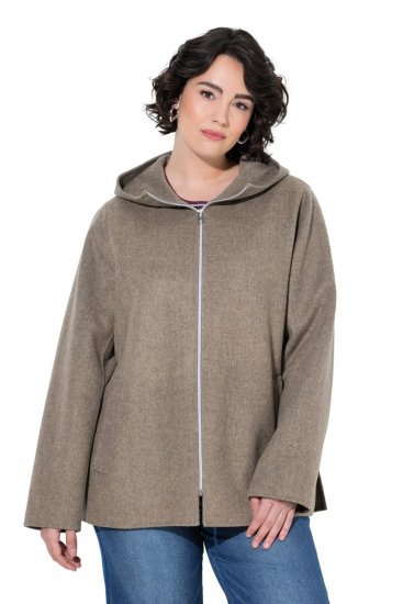 Ulla Popken 851788 Vilnas mētelis Gaiši brūns - Mēteļi - Lielo izmēru mēteļi sievietēm