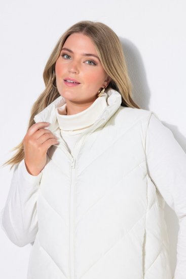 Ulla Popken 851833 Stepēta veste ar stāvapkakli Pienbalts - Vestes - 