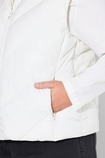 Ulla Popken 851833 Stepēta veste ar stāvapkakli Pienbalts - Vestes - 