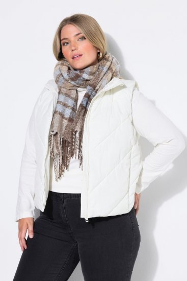 Ulla Popken 851833 Stepēta veste ar stāvapkakli Pienbalts - Vestes - 