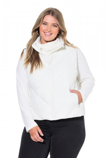 Ulla Popken 851833 Stepēta veste ar stāvapkakli Pienbalts - Vestes - 