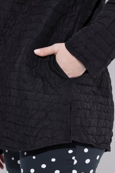 Ulla Popken 852076 Stepēta krepa jaka ar stāvapkakli Melns - Jakas - Jakas sievietēm lielos izmēros