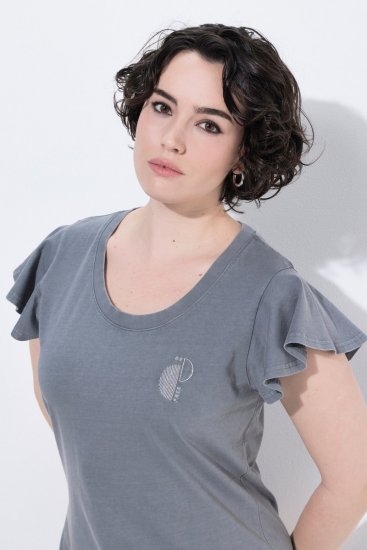 Ulla Popken 852218 Midi kleita ar īsām piedurknēm Pelēks - Midi kleitas - Midi kleitas lielajos izmēros