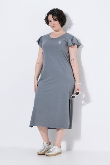 Ulla Popken 852218 Midi kleita ar īsām piedurknēm Pelēks - Midi kleitas - Midi kleitas lielajos izmēros