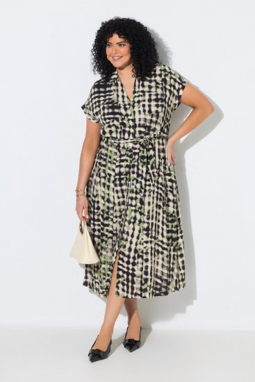 Ulla Popken 852257 Rakstaina maksi kleita Taupe - Maxi kleitas - Sieviešu maxi kleitas lielos izmēros