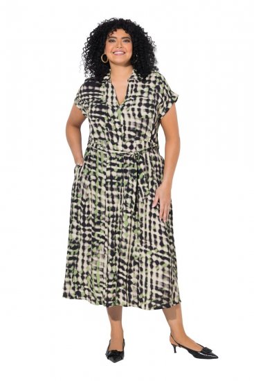 Ulla Popken 852257 Rakstaina maksi kleita Taupe - Maxi kleitas - Sieviešu maxi kleitas lielos izmēros