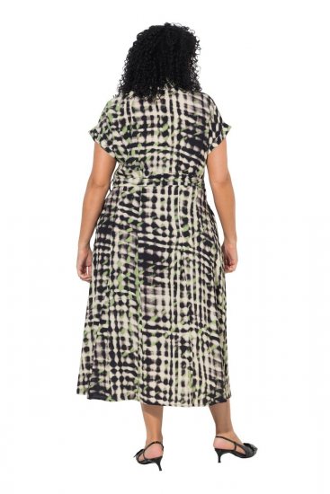 Ulla Popken 852257 Rakstaina maksi kleita Taupe - Maxi kleitas - Sieviešu maxi kleitas lielos izmēros