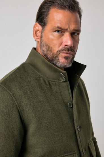 JP1880 852294 Jaka no vilnas maisījuma ar stāvapkakli Haki zaļš - Jakas & Lietus apģērbs - Jakas - 2XL-12XL