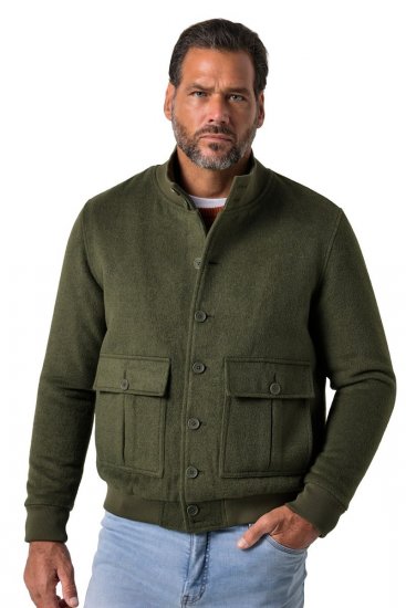 JP1880 852294 Jaka no vilnas maisījuma ar stāvapkakli Haki zaļš - Jakas & Lietus apģērbs - Jakas - 2XL-12XL