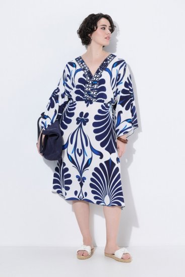 Ulla Popken 852314 Rakstaina kleita Balts - Midi kleitas - Midi kleitas lielajos izmēros