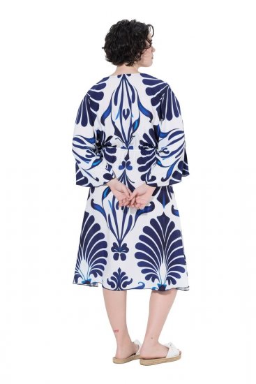 Ulla Popken 852314 Rakstaina kleita Balts - Midi kleitas - Midi kleitas lielajos izmēros
