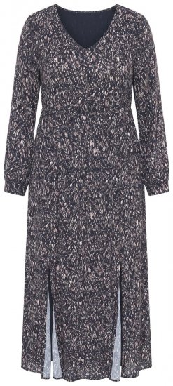 Ulla Popken 852606 Rakstaina maksi kleita Melns - Maxi kleitas - Sieviešu maxi kleitas lielos izmēros