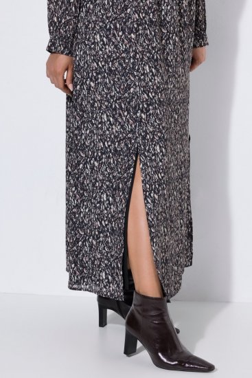 Ulla Popken 852606 Rakstaina maksi kleita Melns - Maxi kleitas - Sieviešu maxi kleitas lielos izmēros