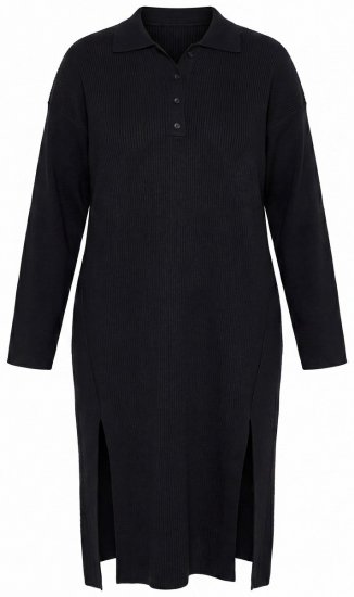Ulla Popken 852630 Adīta kleita ar garām piedurknēm Melns - Midi kleitas - Midi kleitas lielajos izmēros