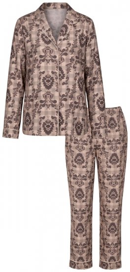Ulla Popken 852649 Pidžama ar rakstu un krekla apkakli Brūns - Pidžamas/Loungewear - 