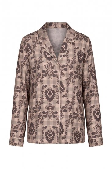 Ulla Popken 852649 Pidžama ar rakstu un krekla apkakli Brūns - Pidžamas/Loungewear - 