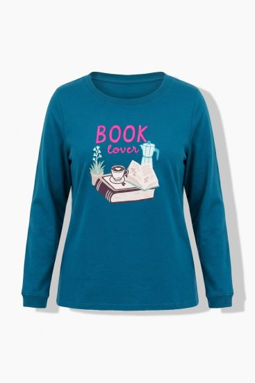 Ulla Popken 852710 Mājas džemperis ar garām piedurknēm Petrolejas - Pidžamas/Loungewear - 