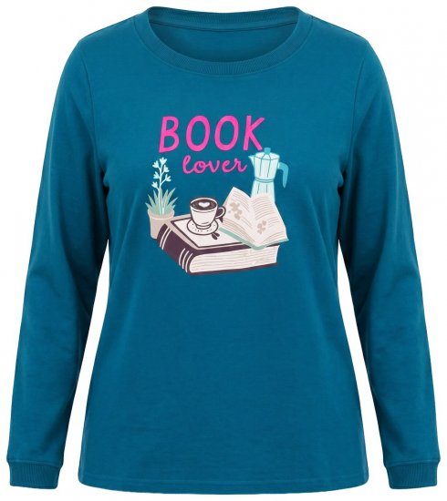 Ulla Popken 852710 Mājas džemperis ar garām piedurknēm Petrolejas - Pidžamas/Loungewear - 