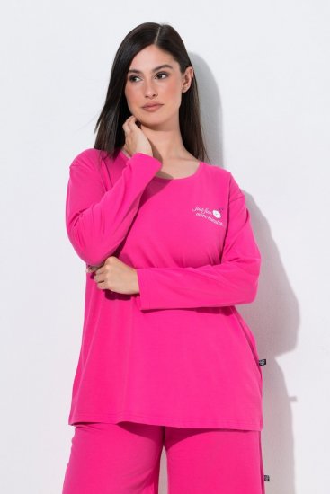 Ulla Popken 852747 Pidžamas augšdaļa ar garām piedurknēm Rozā - Pidžamas/Loungewear - 