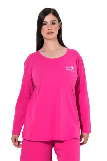 Ulla Popken 852747 Pidžamas augšdaļa ar garām piedurknēm Rozā - Pidžamas/Loungewear - 